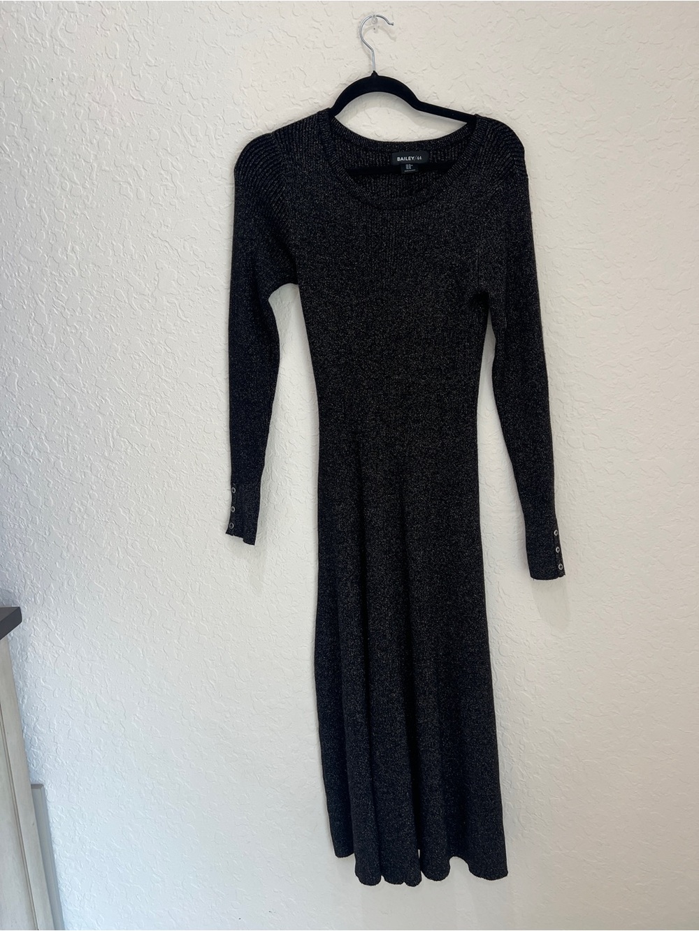 Bailey 44 Black Sparkle Long Sleeve Knit Dress